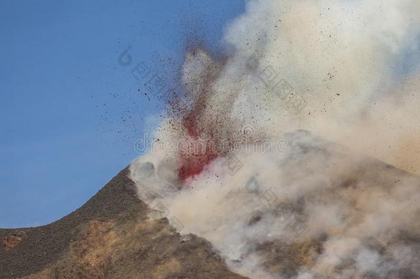 场面富丽的火山<strong>酒</strong>精灯<strong>煮</strong>水器喷发,西西里岛,意大利