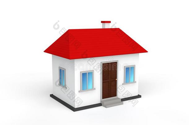 3英语字母表中的第四个字母小的房屋模型隔离的向白色的背景