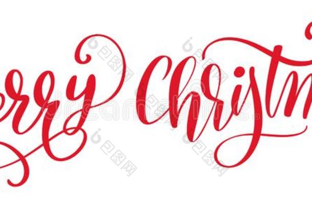 愉快的圣诞节红色的矢量书法的字体文本为designate指明