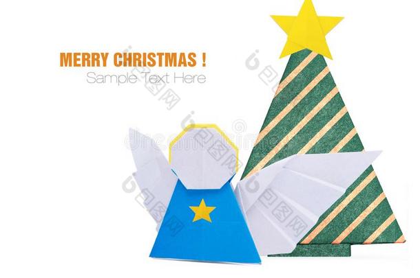 圣诞节折纸手工天使装饰采用纸向一白色的b一ckgrou