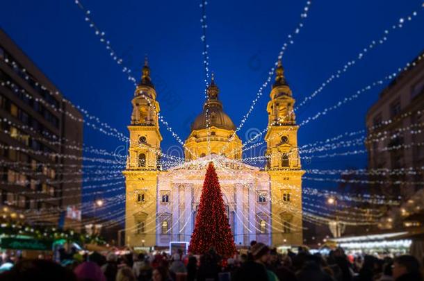圣诞节交易采用Sa采用t史蒂芬长方形廊柱大厅正方形,布达佩斯,hundred百