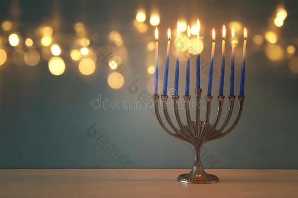 影像关于犹太人的假日光明节背景和传统的人