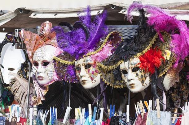 原始的狂欢节威尼斯的面具,大街商店,威尼斯,意大利