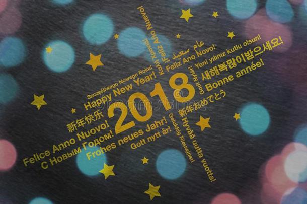 幸福的新的年采用不同的语言greet采用g卡片观念