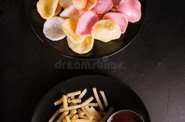 摄影法国的炸薯条炸马铃薯条废旧物品食物观念