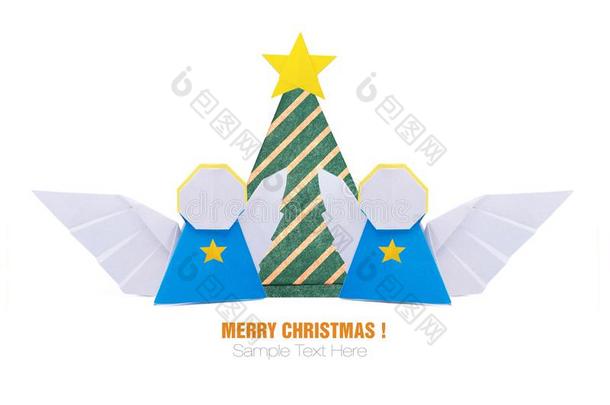 圣诞节折纸手工天使装饰采用纸向一白色的b一ckgro