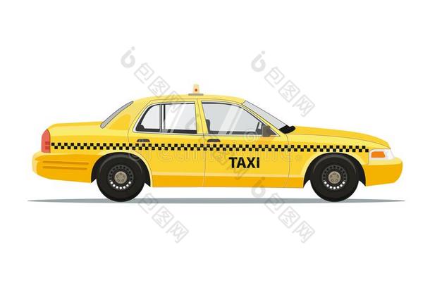 出租车黄色的汽车出租车隔离的向白色的背景.矢量illust