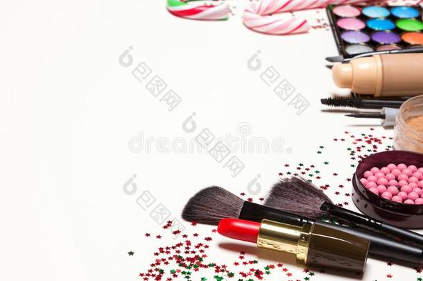圣诞节化妆美容品和附件和复制品空间