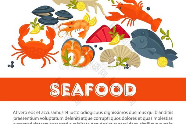 海产食品新鲜的鱼海报海食物饭店鱼er交易和