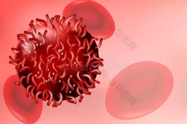 癌症细胞采用血流.红细胞和反常的细胞向红色的