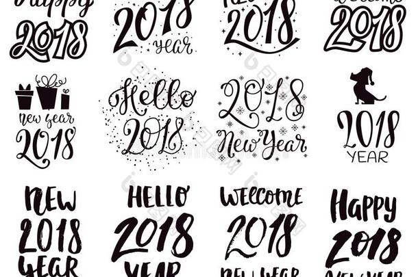 <strong>2018幸福</strong>的新的年黑的文本标识为假日日历照片英语字母表中的第四个字母