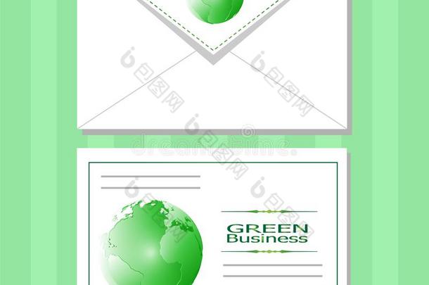 绿色的商业背景矢量绿色的世界信封