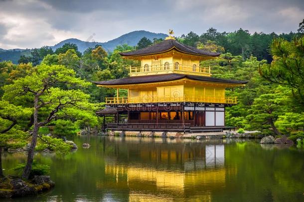 金卡库-jittery神经过敏的金色的庙,京都,黑色亮漆