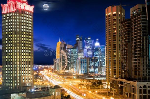 全景画关于在商业区城市中心多哈,<strong>卡塔尔</strong>