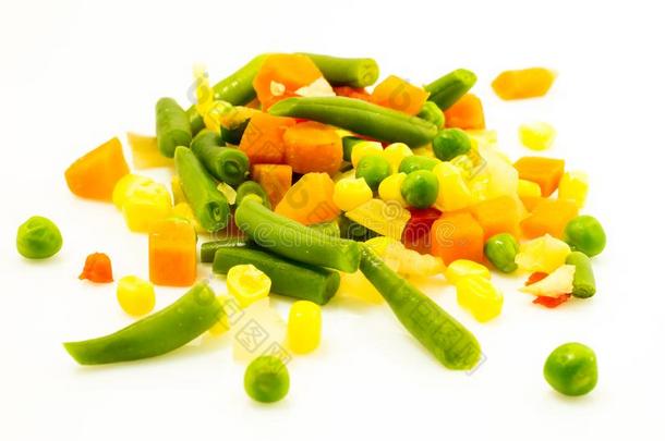 一混合关于蔬菜.沙拉关于谷物,豌豆,胡椒,芦笋,汽车