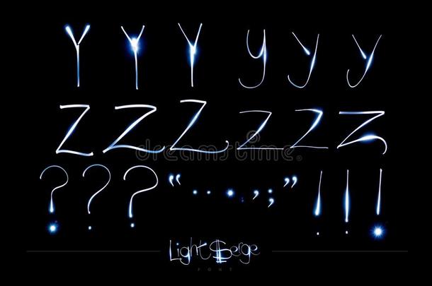 光绘画字母表-光毛哔叽字体伊兹和标点法