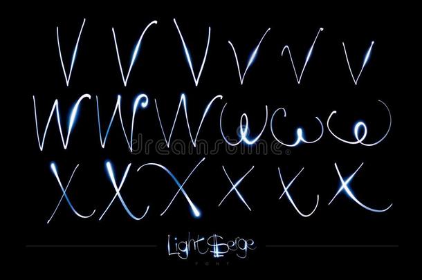 光绘画字母表-光毛哔叽字体VWX