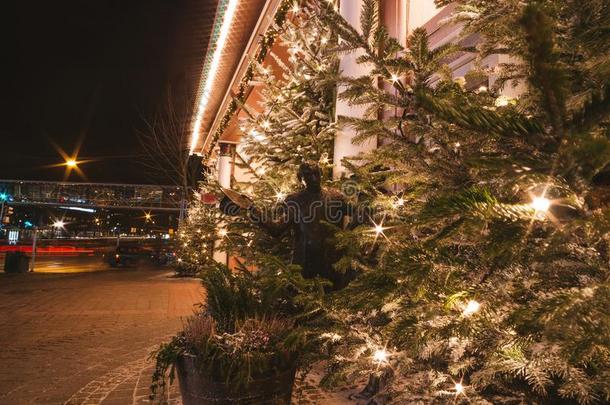 圣诞节家畜的肺脏采用娱乐公园里瑟本,哥德堡,瑞典