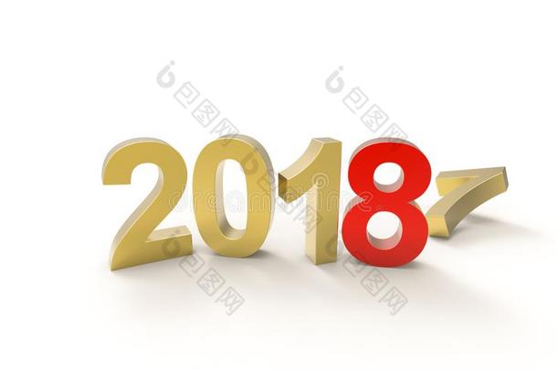 新的2018狗年,3英语字母表中的第四个字母文本关于gol英语字母表中的第四个字母en颜色向白色的用绳子拖的平底渡船