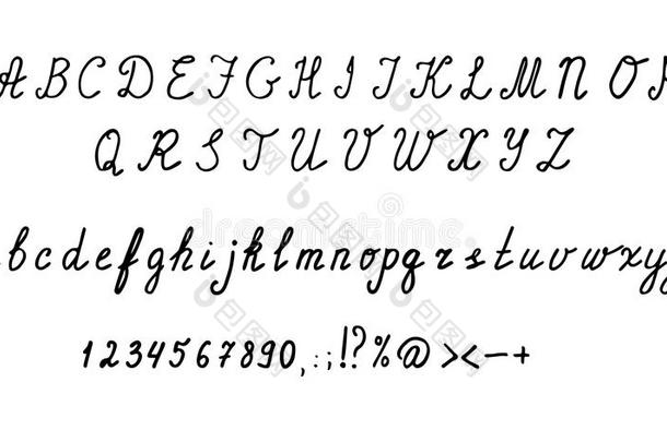 草书的英语字母表文学,算术和象征.H和绘画
