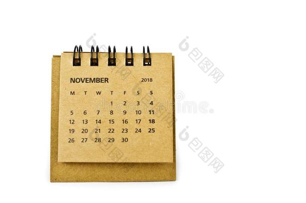 十一月.日历纸向白色的.