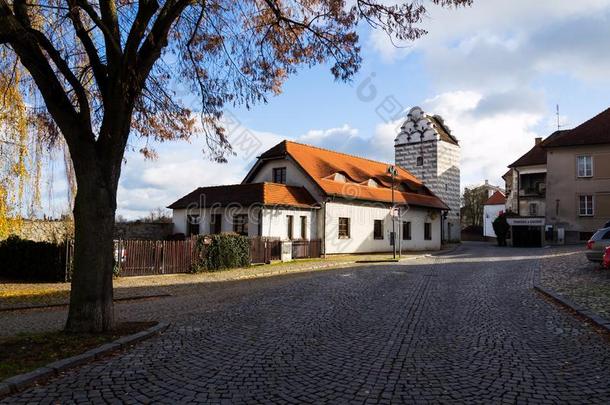 文艺复兴水塔采用交易正方形,单面小鼓,捷克人共和国
