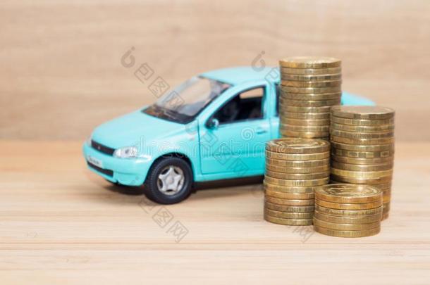 蓝色模型汽车和coinsurance联合保险