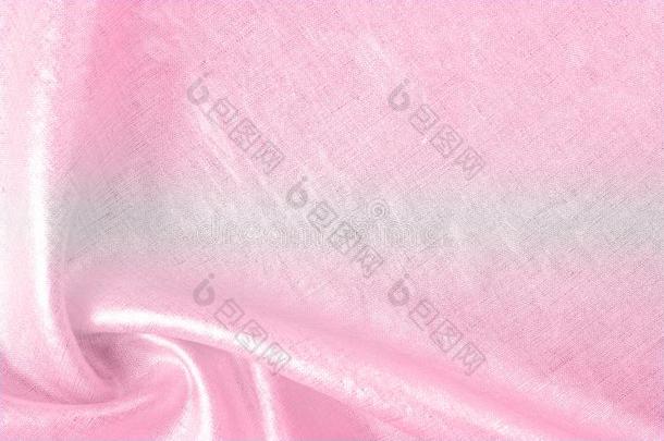 背景质地,亚麻布织物粉红色的和金属的光泽.和