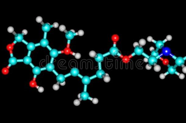 霉酚酸味的分子的结构隔离的向黑的