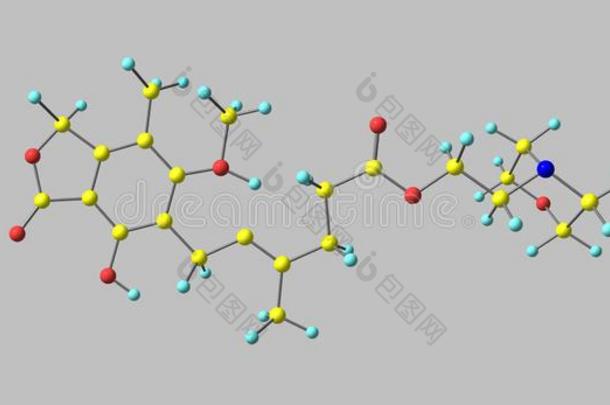 麦考酚醛酸味的分子的结构隔离的向灰色的