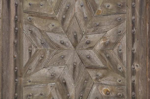 六角星形成形的从木制的木板.背景质地