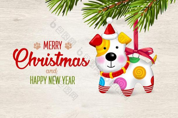 愉快的圣诞节和幸福的新的年.幸福的小的狗.圣诞节英语字母表的第20个字母