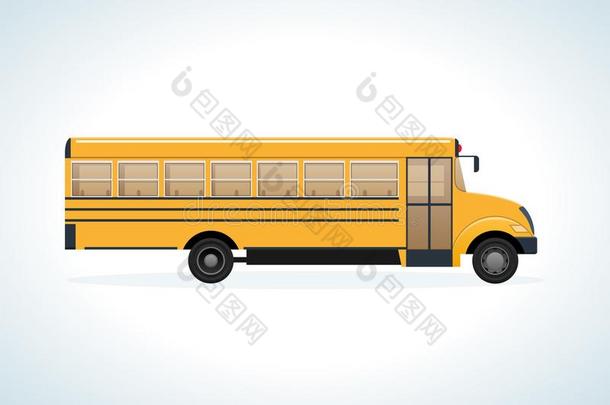 现代的运送机器,面看法.孩子们向学校公共汽车.