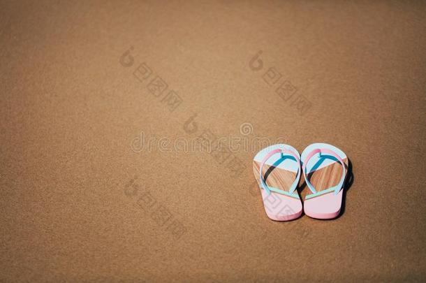 时髦的拖鞋向指已提到的人沙的海滩.