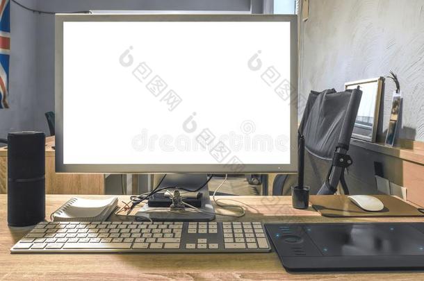 空白的屏幕关于现代的<strong>桌面</strong>计算机.
