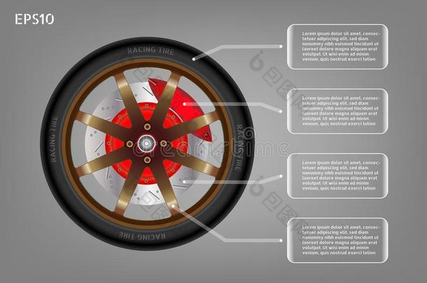速度比赛轮子关于汽车和信息图横幅.