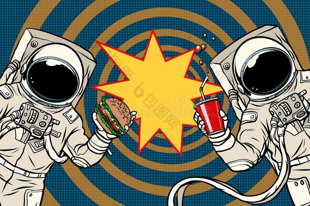 两个宇航员是吃午餐快的食物