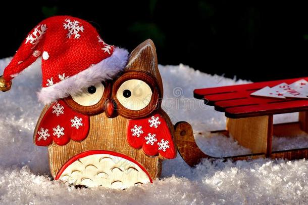 圣诞节猫头鹰赠品使关于木材