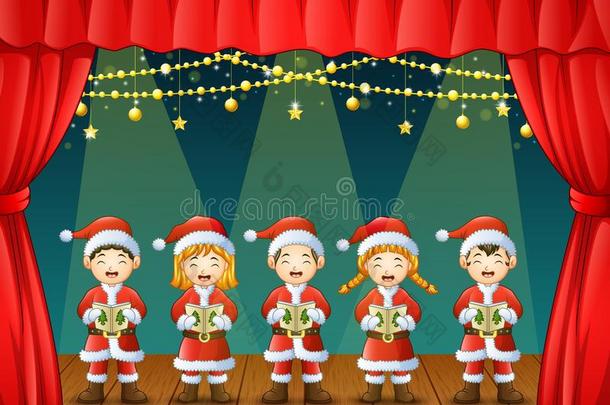 组关于孩子们唱歌圣诞节圣诞<strong>颂</strong>歌向指已提到的人阶段