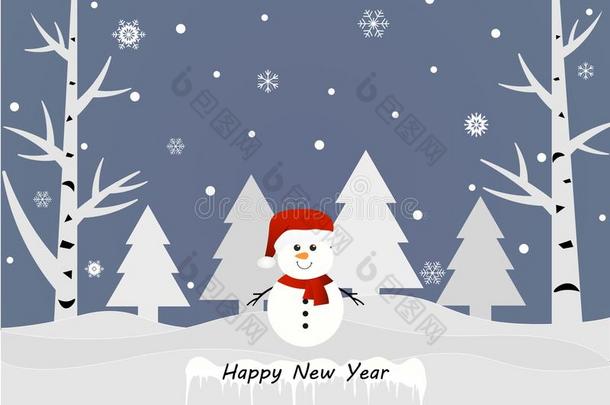 愉快的圣诞节和幸福的新的年.雪人.矢量说明