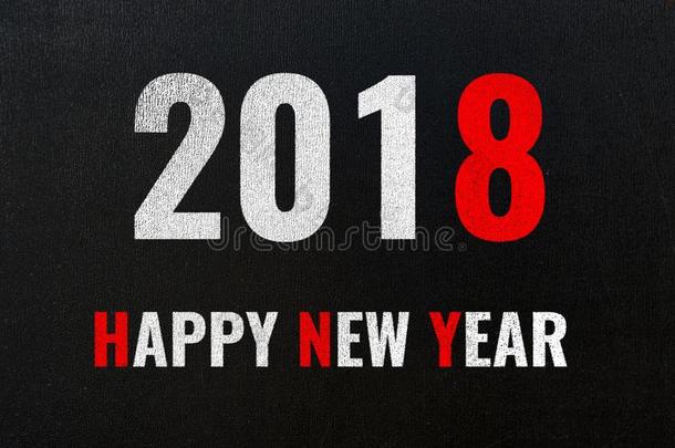 2018幸福的新的年,白色的和红色的colo红色的粉笔文本向黑的