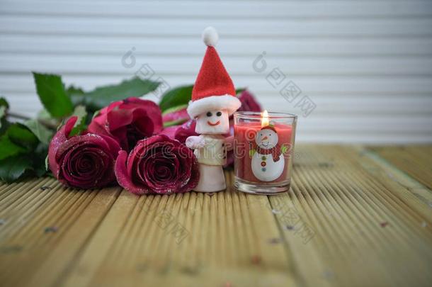 浪漫的圣诞节冬季节摄影影像和红色的玫瑰