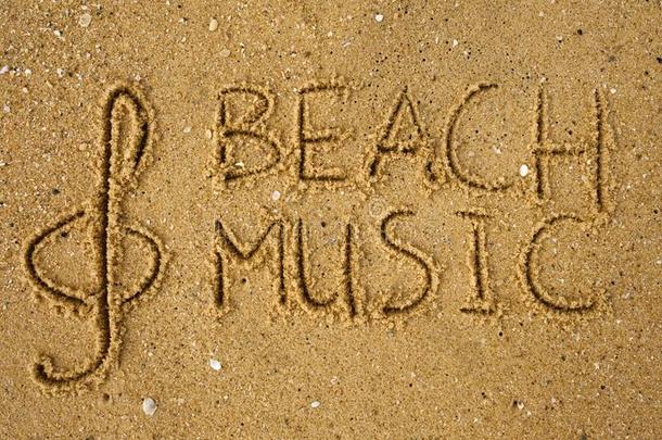 音乐钥匙和文本海滩音乐疲惫的向一s和.