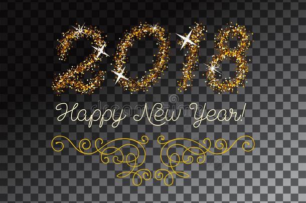 闪烁金字体幸福的新的年招待
