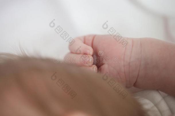 手指已提到的人睡眠婴儿采用指已提到的人手关于mo指已提到的人r关-在上面.