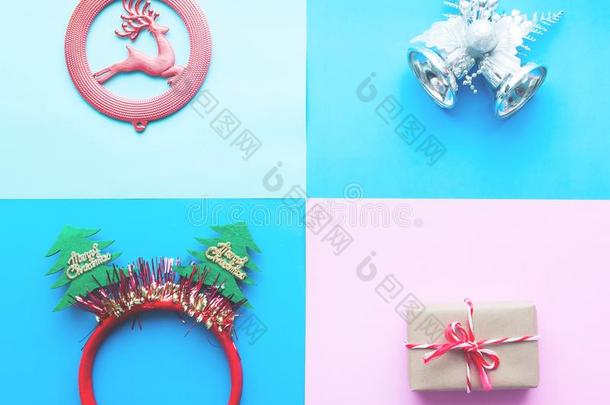 圣诞节横幅设计和装饰和赠品盒向彩色粉笔Colombia哥伦比亚