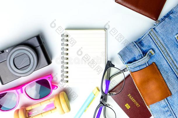 旅行计划附件,飞机,钱包,太阳眼镜,钱