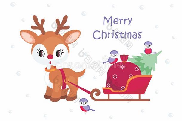 圣诞节招呼卡片和漂亮的小的鹿
