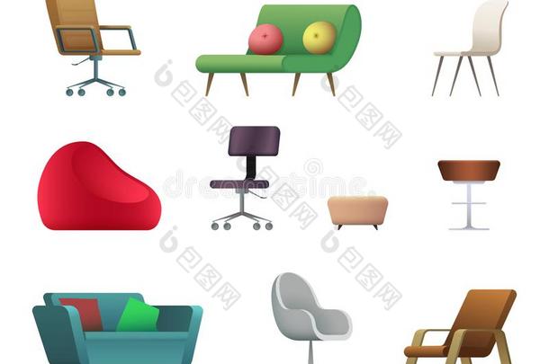 椅子和沙发设计收集.矢量说明