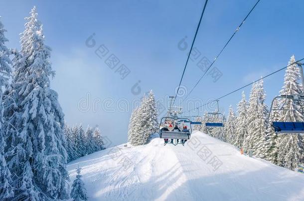 升降机采用一衣着整洁的森林采用滑雪求助采用C一rp一thi一ns